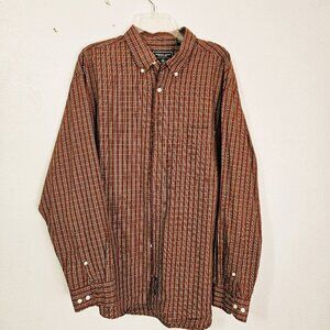 American Eagle Outfitters Men's Casual Burgundy Check Long Sleeve Shirt Size XL